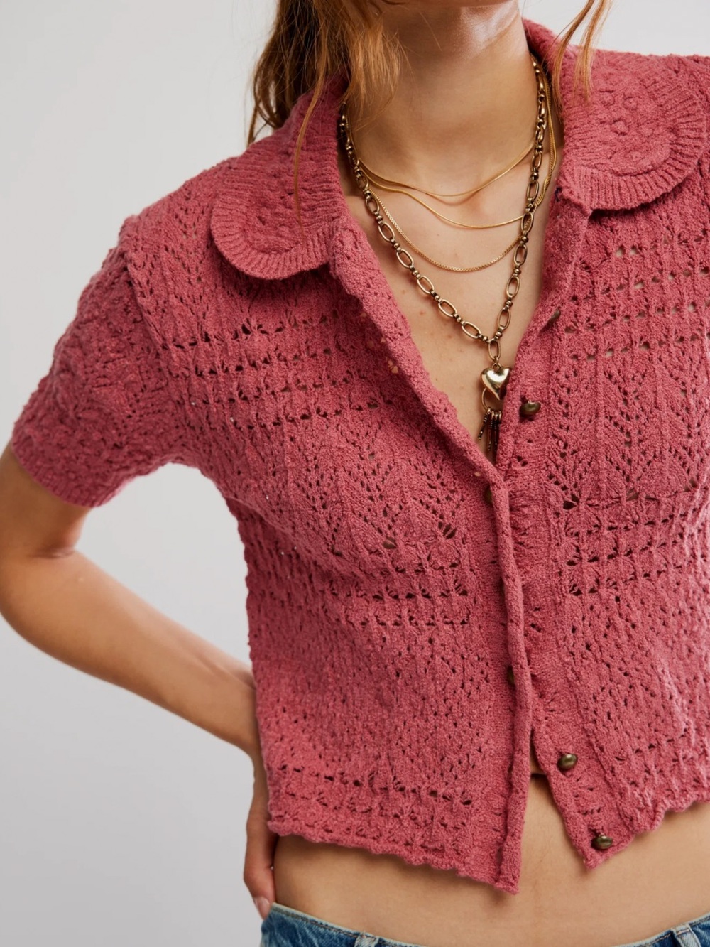 Free People Daylight Cardigan - Faded Rose size small